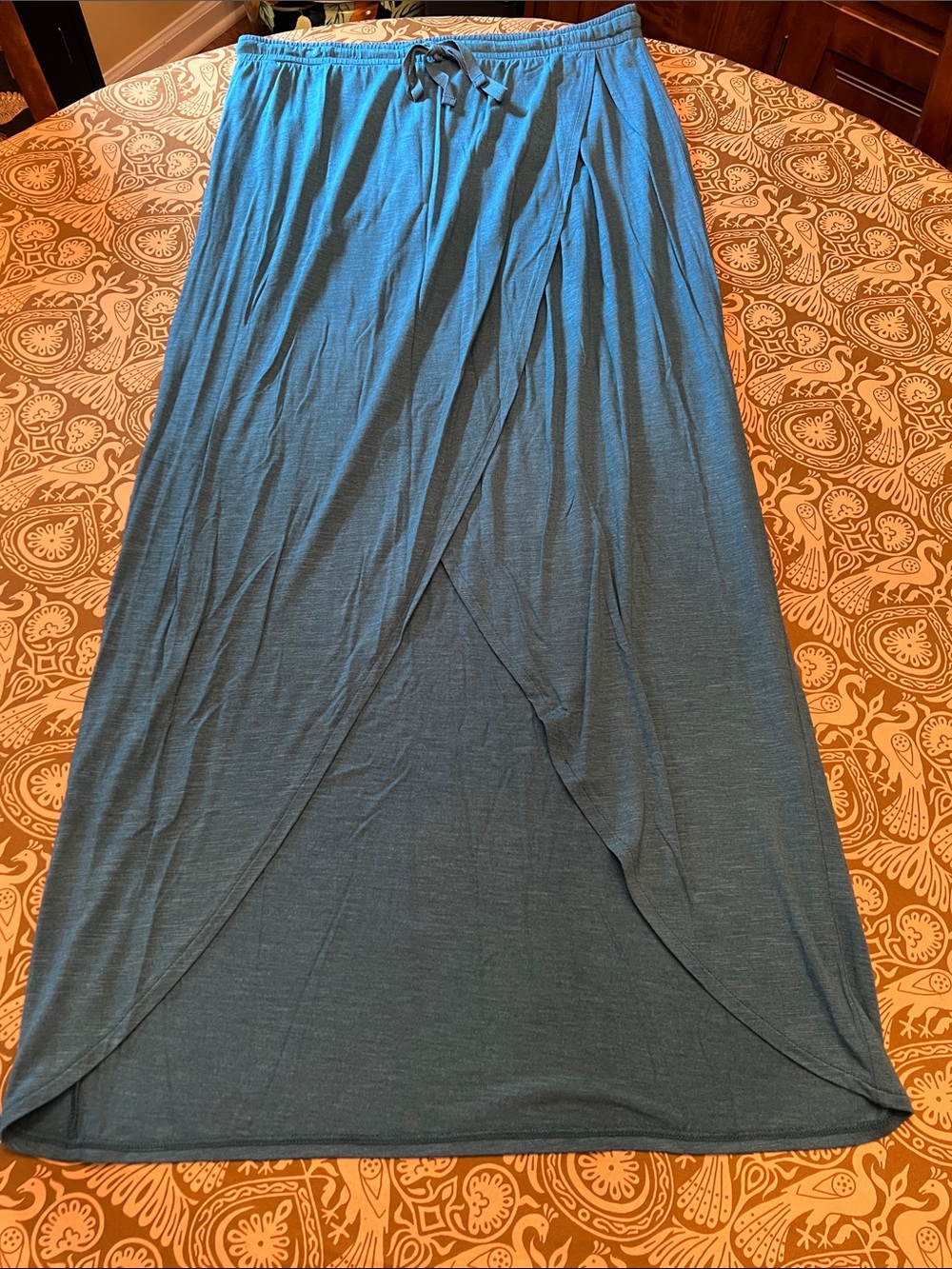 LOFT Teal Wrap-Front Maxi Skirt